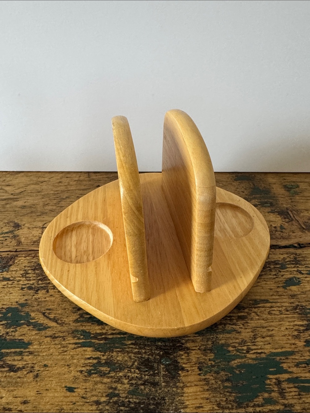 Wood Napkin and Condiment Caddy in Natural Wood